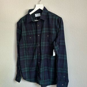 Old Navy button down shirt Sz M plaid green and blue 100% cotton NwT